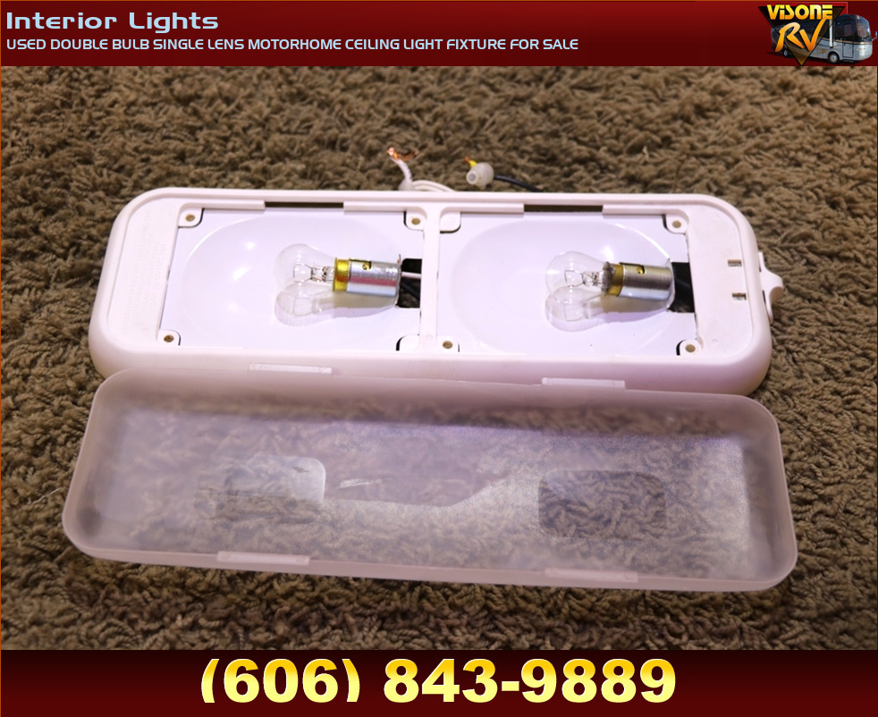 RV Interiors USED DOUBLE BULB SINGLE LENS MOTORHOME CEILING LIGHT