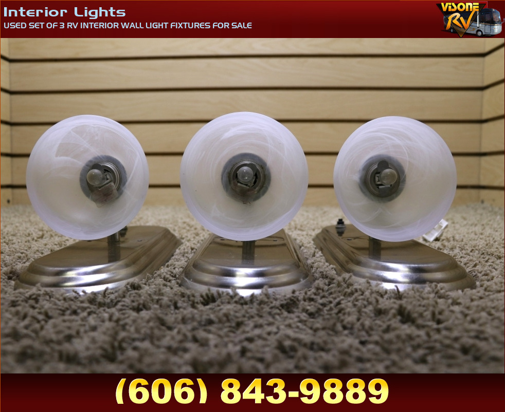 RV Interiors USED SET OF 3 RV INTERIOR WALL LIGHT FIXTURES FOR SALE