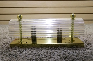 USED 2 BULB RECTANGLE VANITY LIGHT BAR WITH CLEAR COVER RV PARTS FOR SALE
